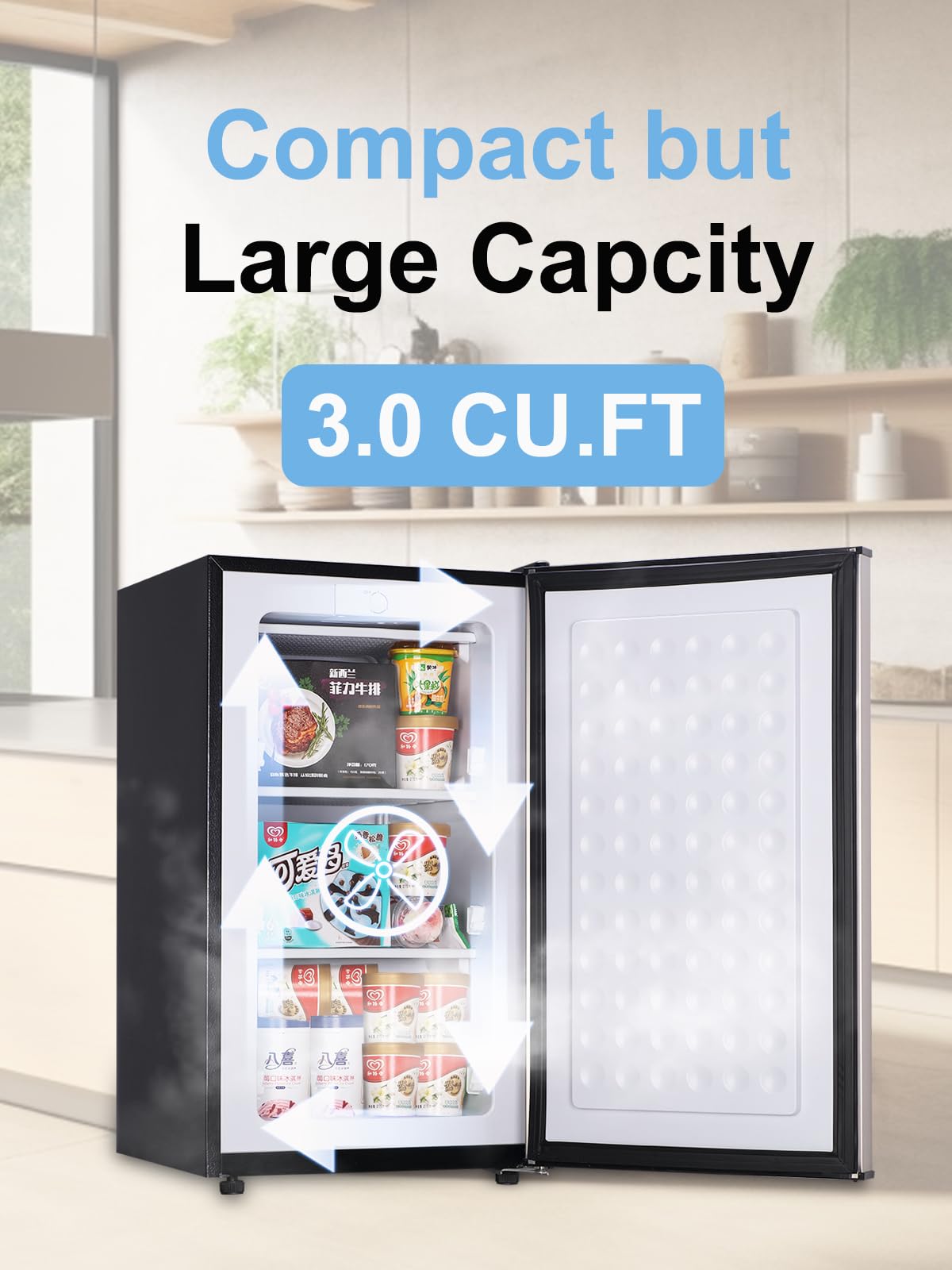 KRIB BLING 3.0 Cu.ft Upright Freezer Compact Mini Freezer with